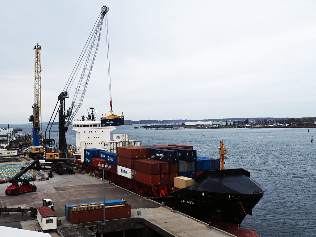 Maine harbor with boat