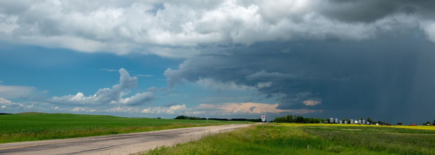 Gathering storm over field