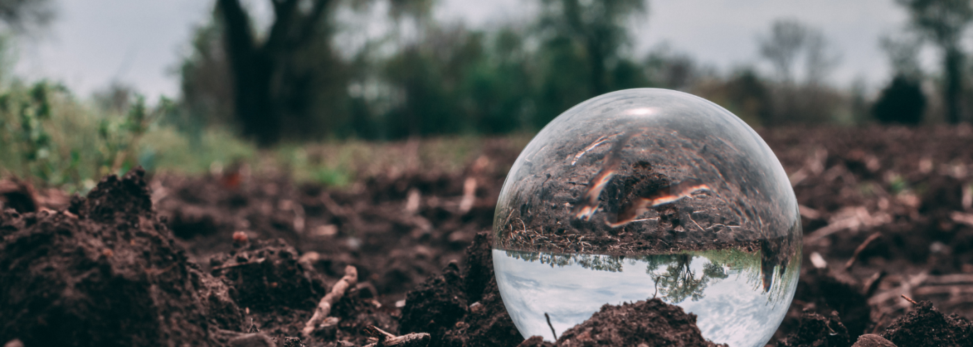 glass ball in soil