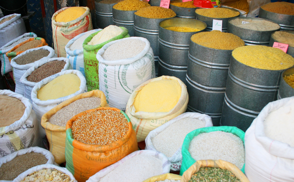 Cereals at a market