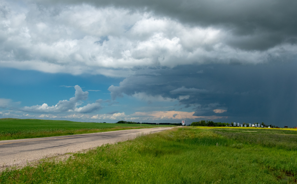 Gathering storm over field