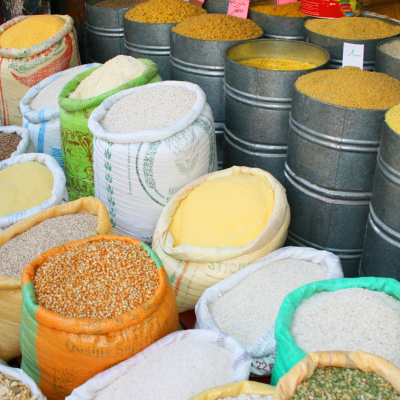 Cereals at a market