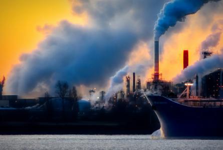 Carbon pollution caused by a large boat.