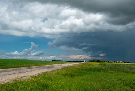 Gathering storm over field