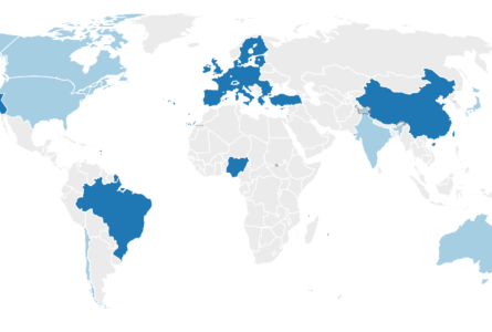 World map highlighting countries and jurisdictions with climate disclosure rules