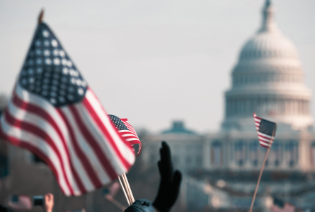 American flags in front of U.S. capitol